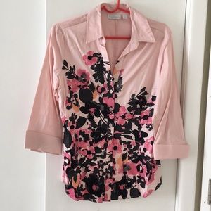 Floral pink button down